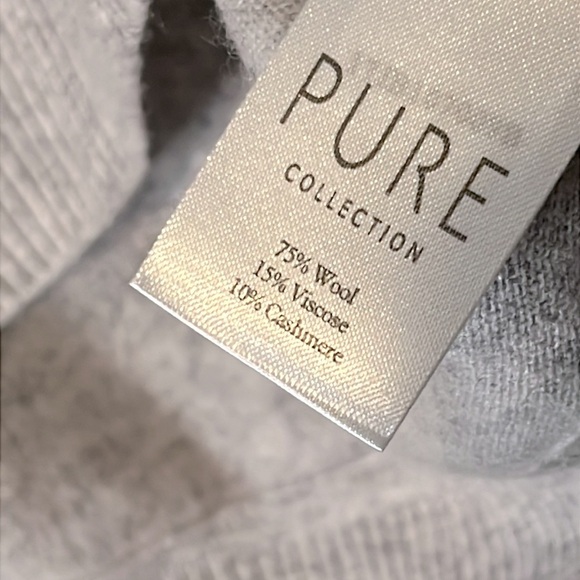 Pure Collection Scoop Neck 3/4 Sleeve Gray Lime Green Wool Cashmere Sweater Sz 6 - Picture 6 of 9